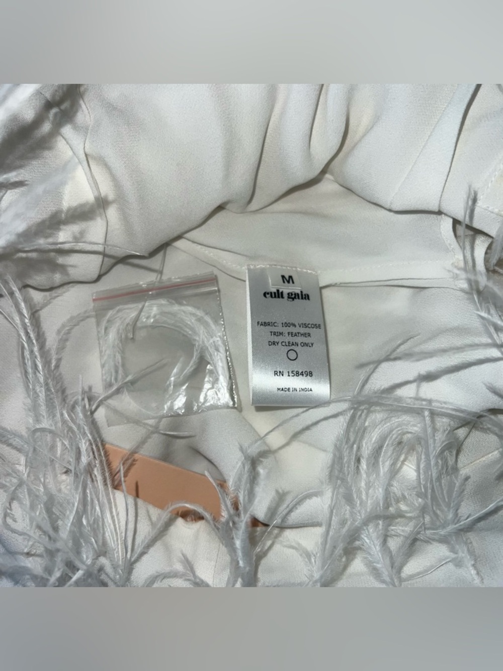 Cult Gaia Vale Shannon White Bridal Mini Dress Feather - Picture 8 of 15